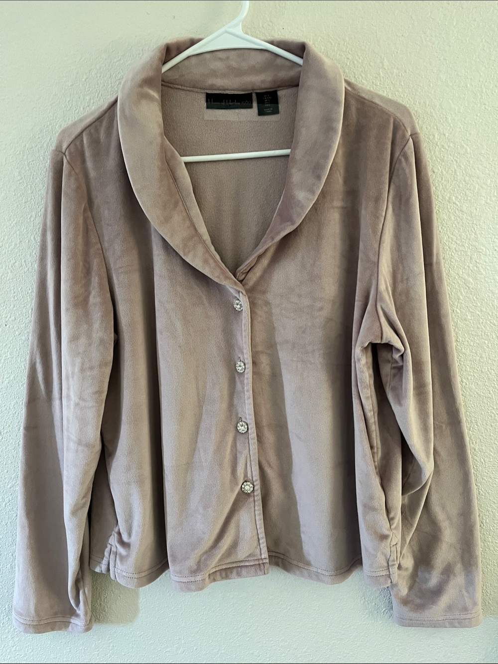 House of Harlow 1960 Plush Button-Front Pajama Lounge Set in Mauve Size L